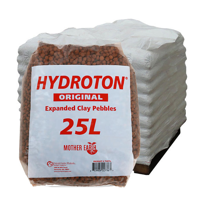 Mother Earth Hydroton Original Expanded Clay Pebbles, 25 Liter - Pallet of 60 Bags