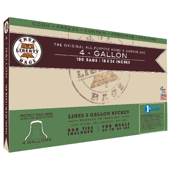 True Liberty Bags All Purpose Storage Bags, 4 Gallon Bags 18 Inch x 24 Inch, Pack of 100