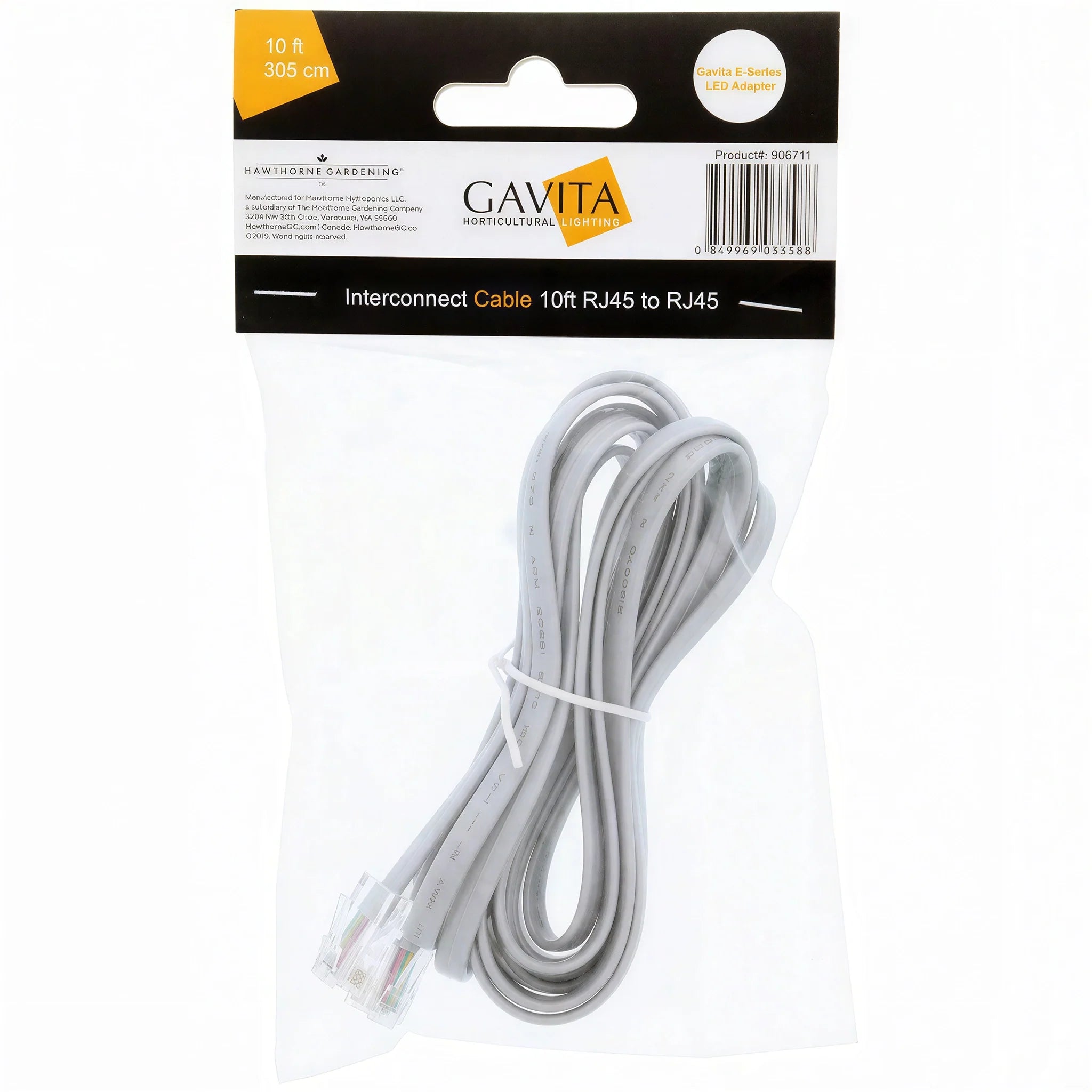 Gavita E-Series LED Adapter Interconnect Cable RJ45, 10 ft.