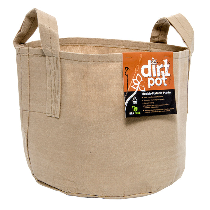 Dirt Pot Tan Round Fabric Pot with Handles, 65 Gallon