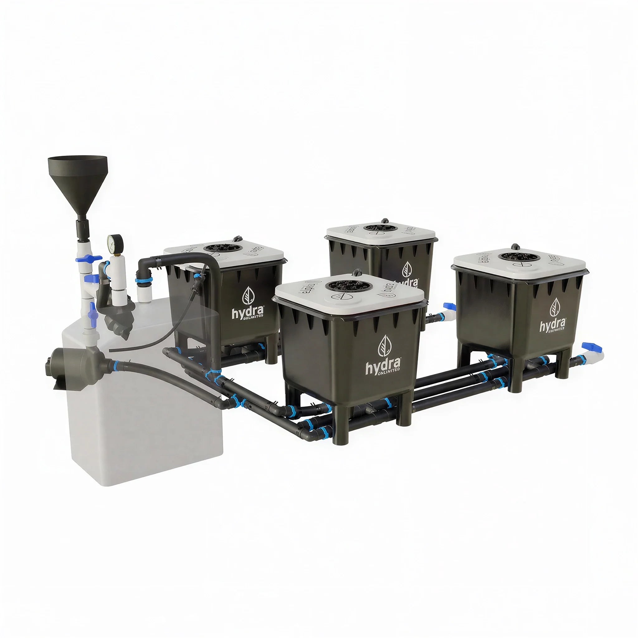 HydraMax Professional RDWC Hydroponic System, 2-Row, 4-Site System