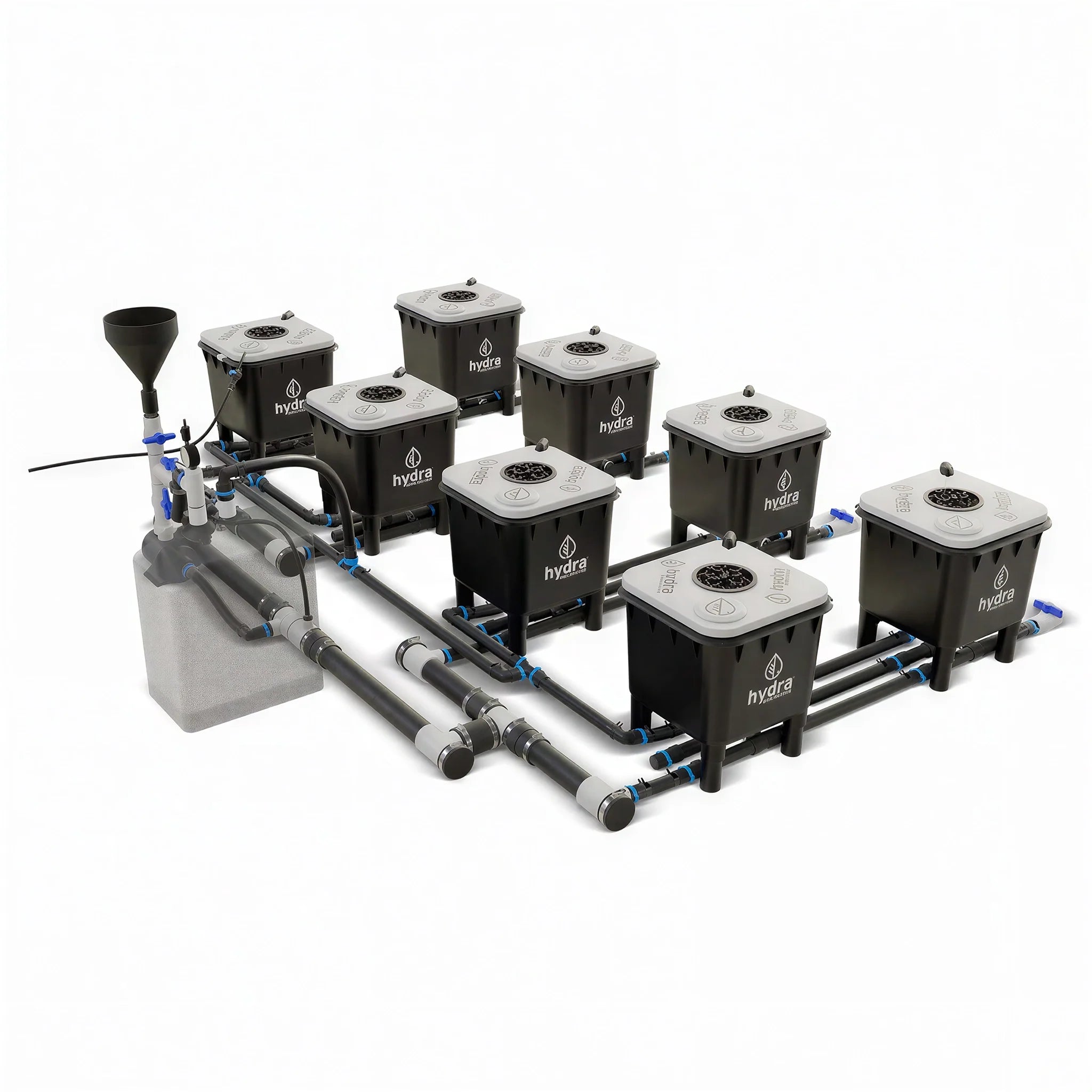 HydraMax Professional RDWC Hydroponic System, 4-Row, 8-Site System