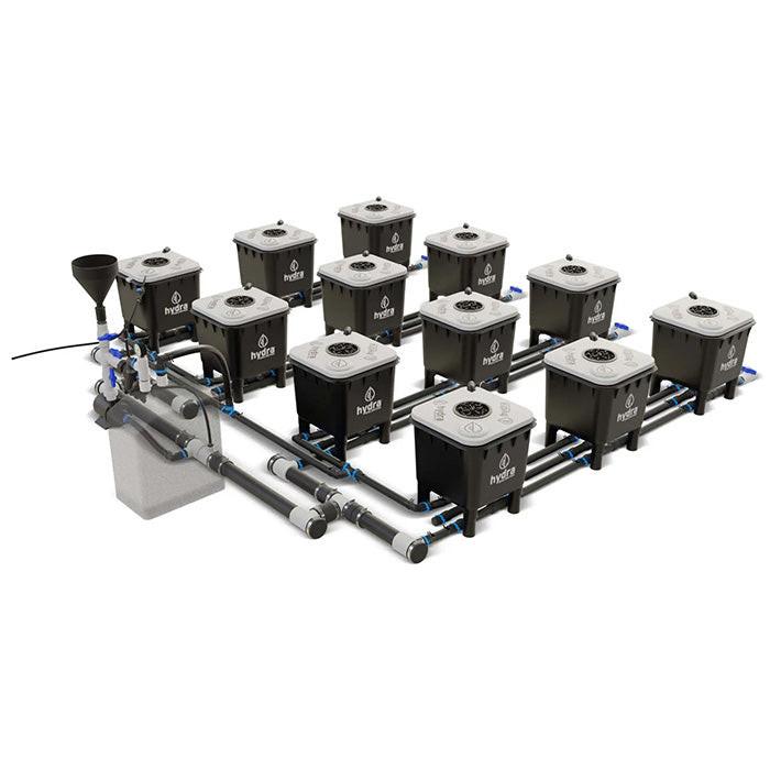 HydraMax Professional RDWC Hydroponic System, 4-Row, 12-Site System