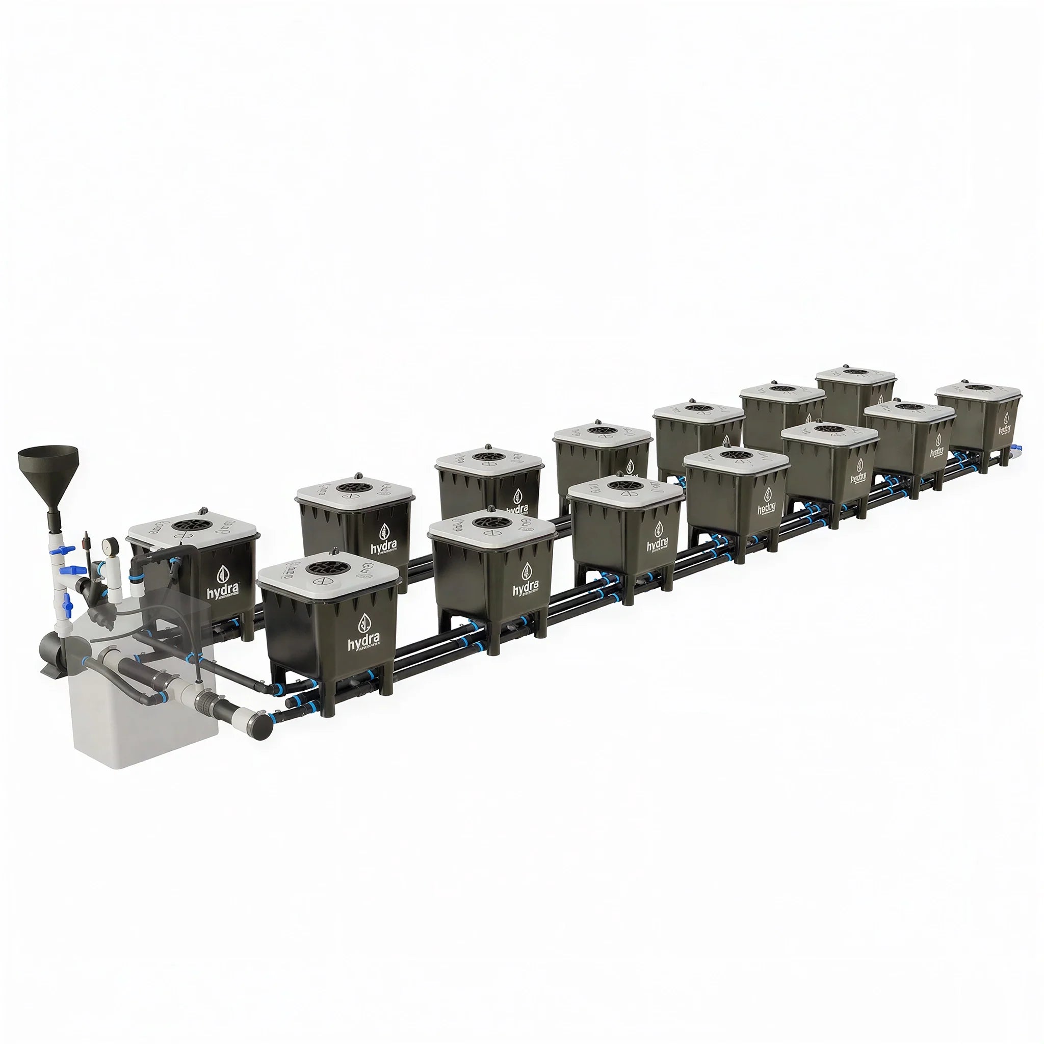 HydraMax Professional RDWC Hydroponic System, 2-Row, 14-Site System