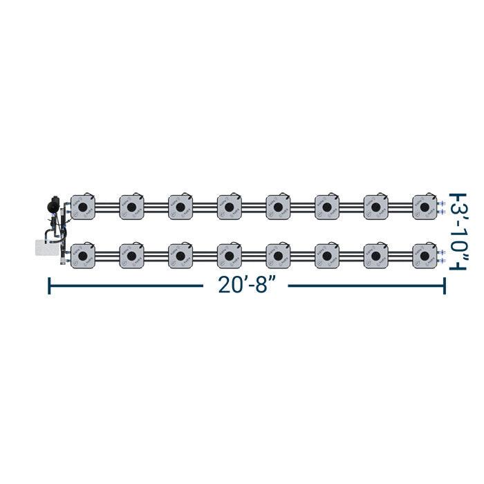 HydraMax Professional RDWC Hydroponic System, 2-Row, 16-Site System