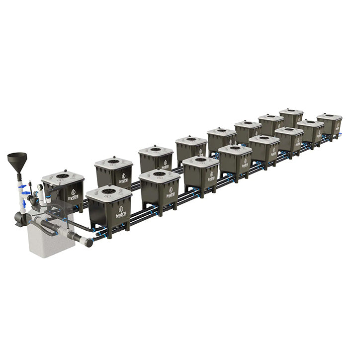 HydraMax Professional RDWC Hydroponic System, 2-Row, 16-Site System