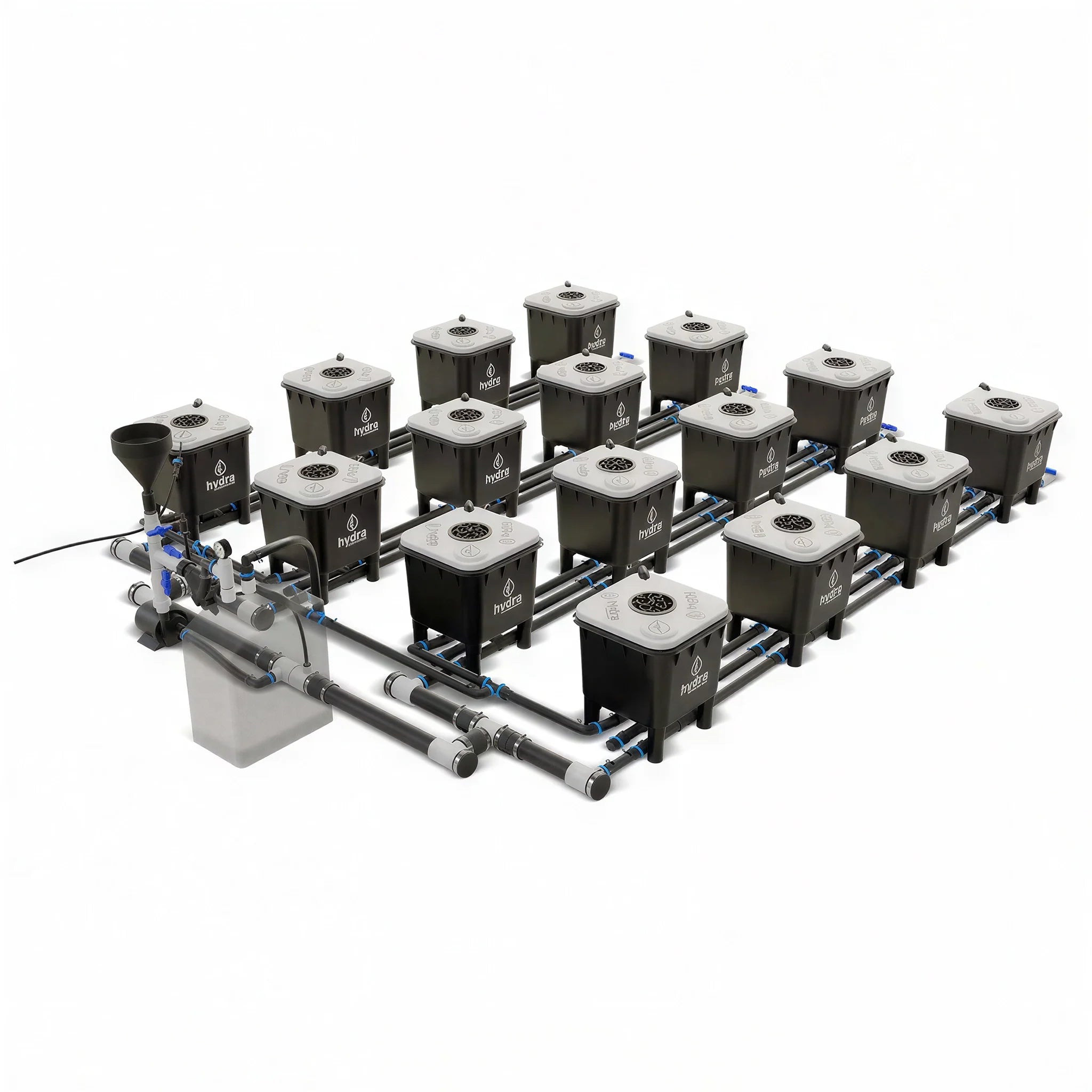 HydraMax Professional RDWC Hydroponic System, 4-Row, 16-Site System