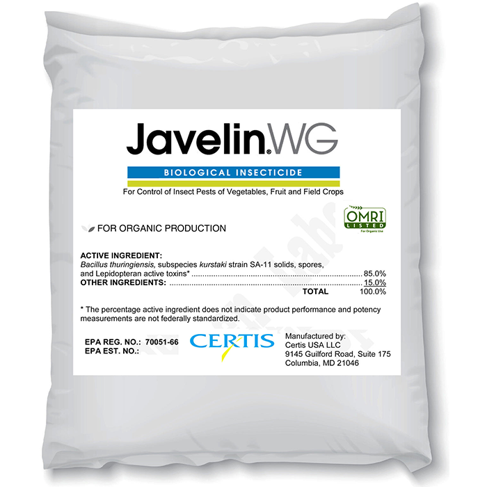 Certis Biologicals Javelin WG Organic Insecticide, 5 Pounds