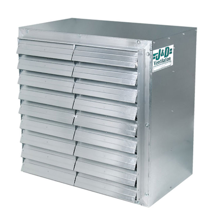 J&D Manufacturing Wall Master Galvanized Exhaust Fan, 55" - 27656 CFM (Belt Drive, 208-230/460 Volt, 2HP, Three Phase, 3 Blade Galvanized Prop)