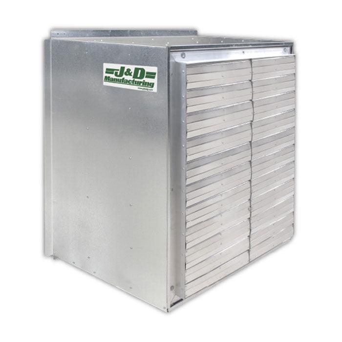 J&D Manufacturing Galvanized WM Light Deprivation Exhaust Fan with Light Trap, 24" - 4252 CFM (Direct Drive, 115/230 Volt, 1/2HP, Three Phase, Gold Star, 3 Blade Galvanized Prop)