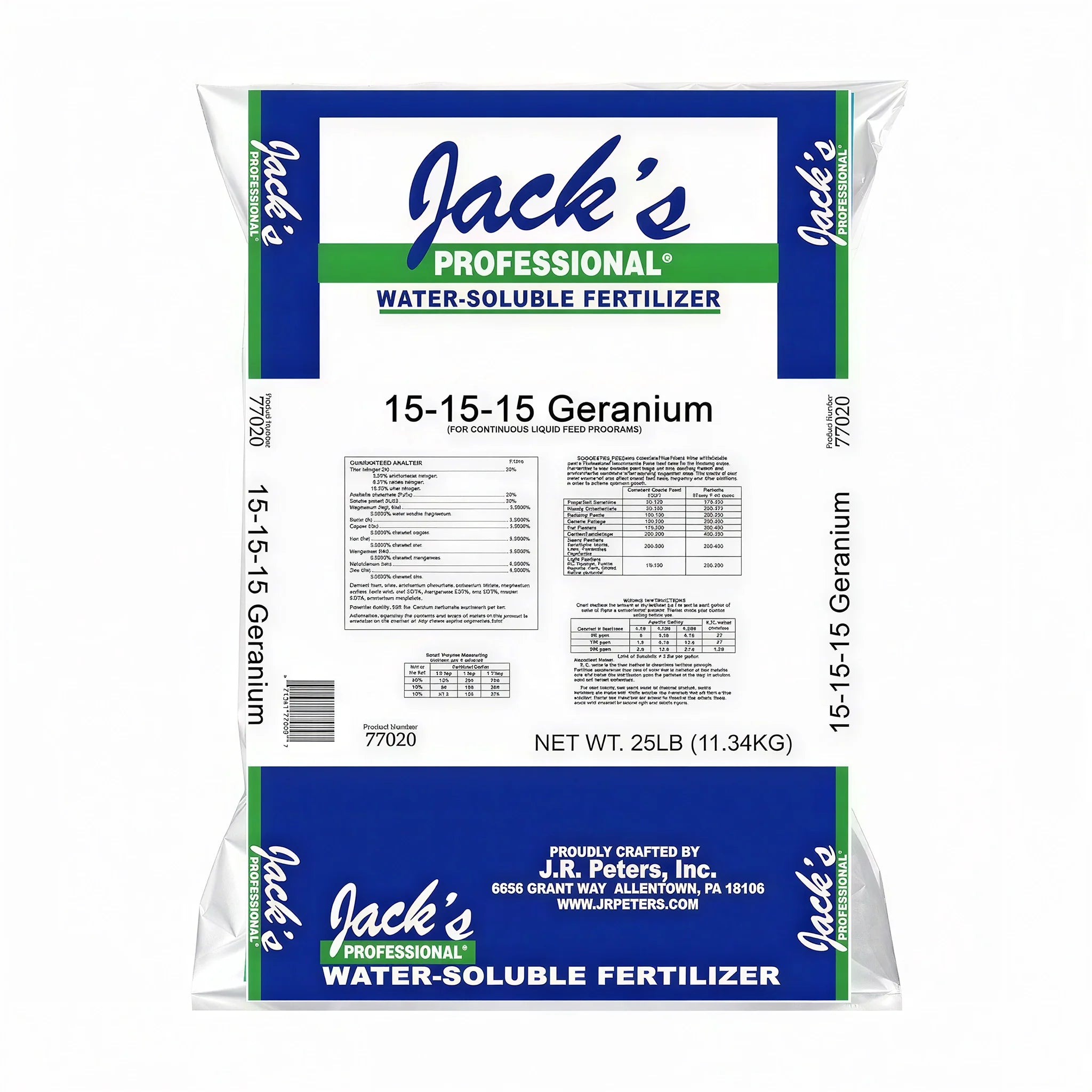 Jack's Professional 15-15-15 Geranium Water Soluble Fertilizer, 25 lbs.