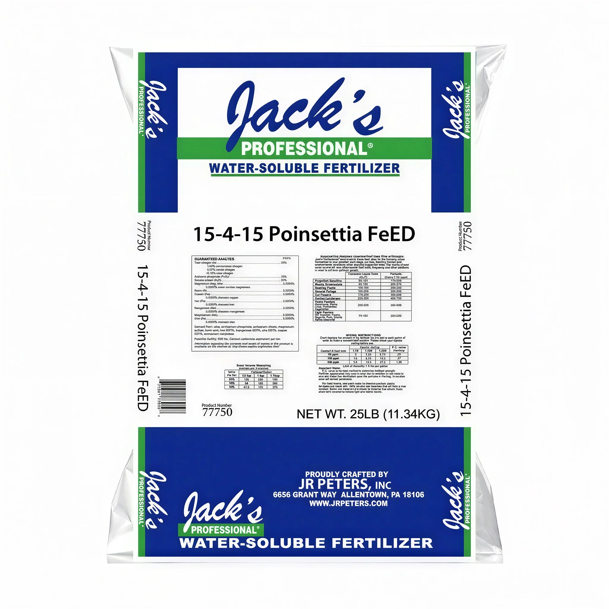 Jack's Professional 15-4-15 Poinsettia FeED Ca-Mg Water Soluble Fertilizer, 25 lbs.
