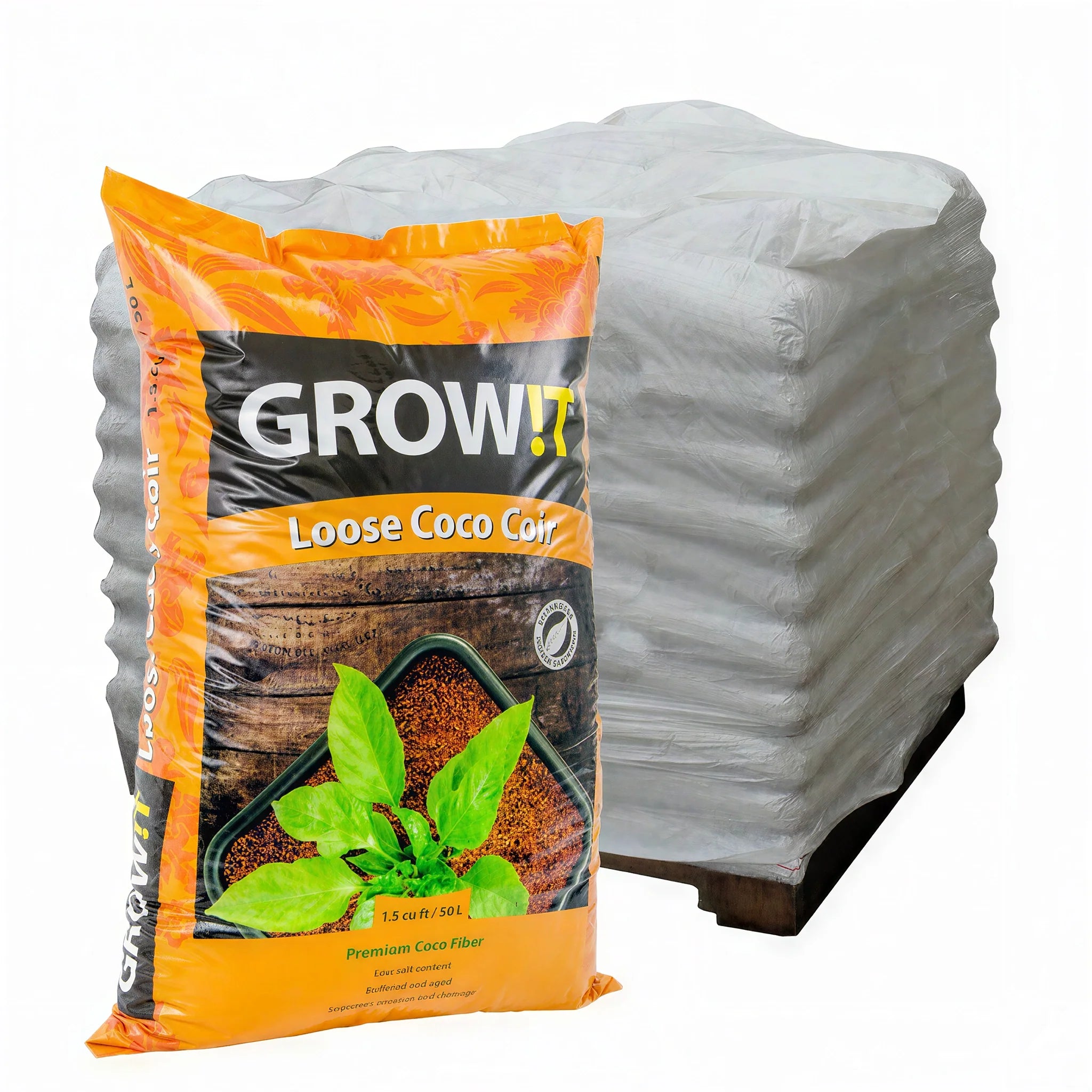 GROW!T Loose Coco Coir, 1.5 Cubic Feet - Pallet of 90 Bags