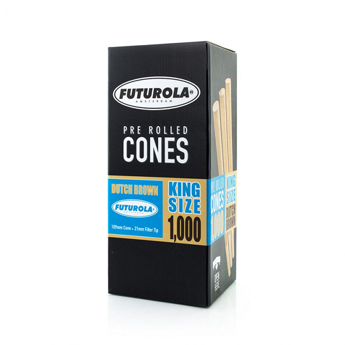 Futurola King Size 109/21 Dutch Brown Pre-Rolled Cone with Non-Printed Tip - Case of 6000