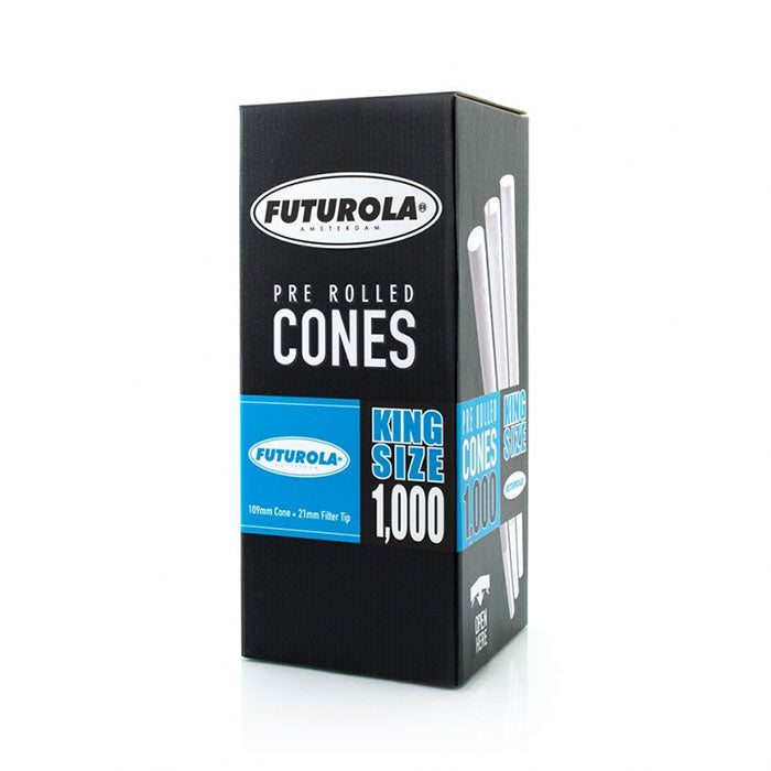Futurola King Size 109/21 Classic White Pre-Rolled Cone with Non-Printed Tip - Case of 6000