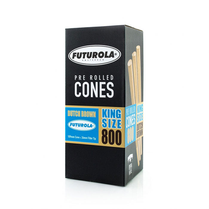Futurola King Size 109/26 Dutch Brown Pre-Rolled Cone with Futurola Tip - Case of 4800