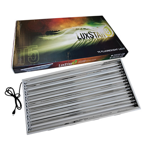 LuxStar 4FT/8 Bulb T5 Fluorescent Grow Light - 6500K Bulbs Included