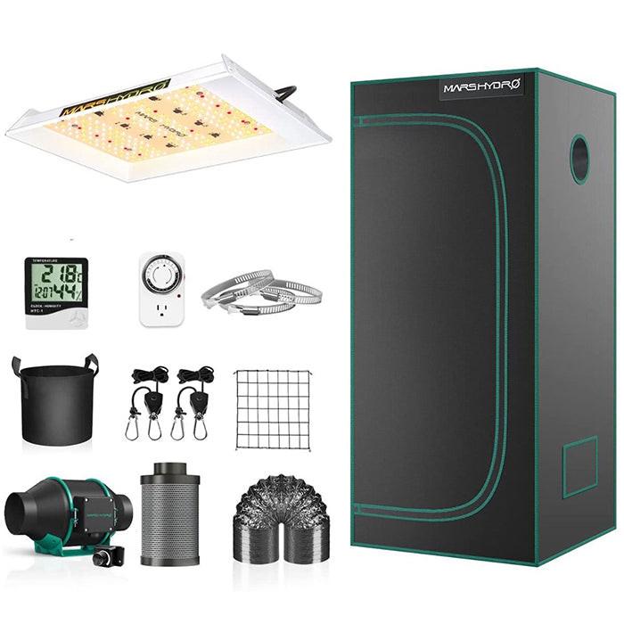 grow tent complete kit led Mars Hydro TS 600 LED Grow Light + 2' x 2' Grow Tent + Inline Fan