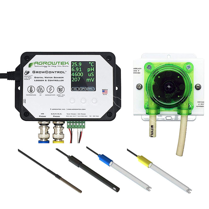 Agrowtek GrowControl MDX AgrowDose Mini Dosing Controller System With Single Peristaltic Pump & Temperature, pH, EC, ORP Sensors