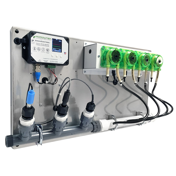 Agrowtek GrowControl MDX AgrowDose Mini Dosing Controller System With Mounting Panel, Dual Peristaltic Pumps & Temperature, pH, EC, ORP Sensors