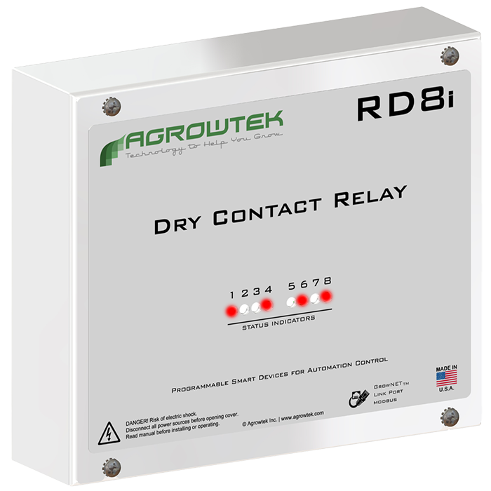 Agrowtek RD8 Digital Intelligent Eight Dry Contact Relay, 120V 10A