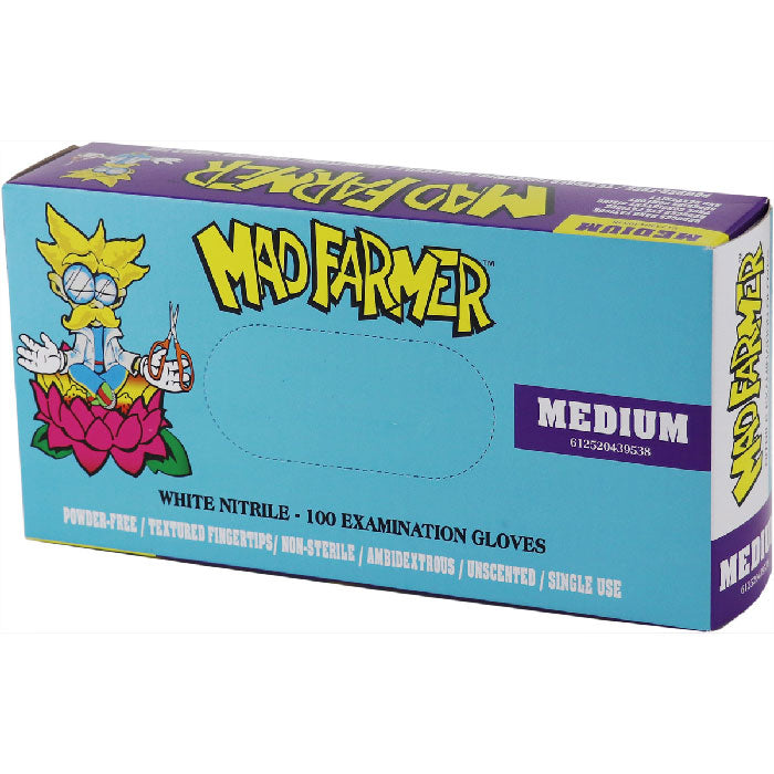 Mad Farmer White Nitrile Gloves, Box of 100