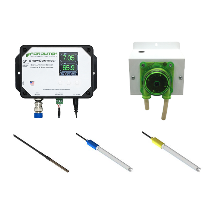 Agrowtek GrowControl MPX AgrowDose Mini pH Dosing System With Mounting Panel, Single Peristaltic Pump & Temperature, pH, ORP Sensors
