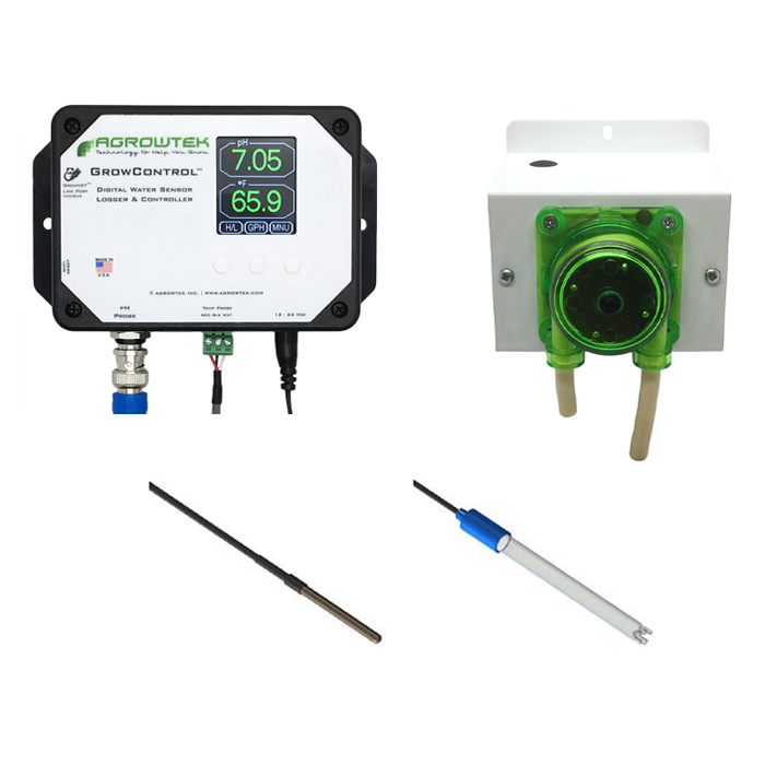 Agrowtek GrowControl MPX AgrowDose Mini pH Dosing System With Single Peristaltic Pump & Temperature, pH Sensor