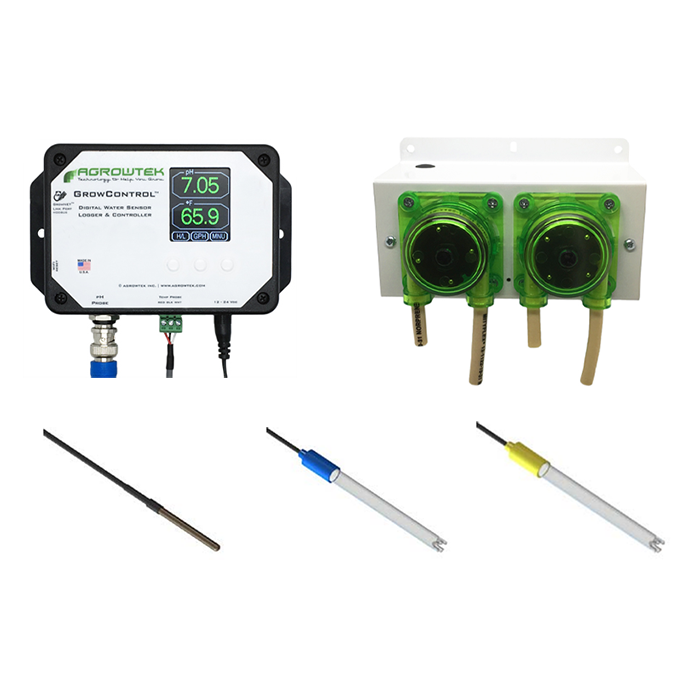 Agrowtek GrowControl MPX AgrowDose Mini pH Dosing System With Mounting Panel, Dual Peristaltic Pumps & Temperature, pH, ORP Sensors