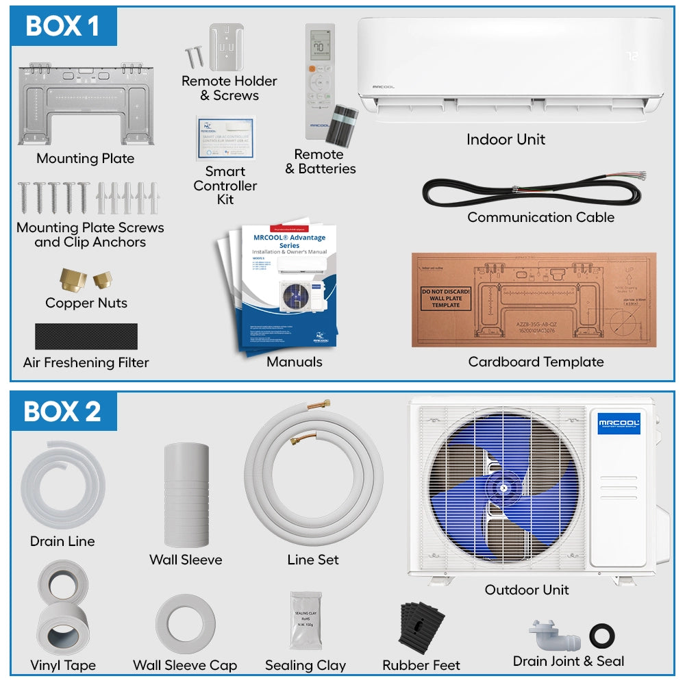 MRCOOL Advantage 5th Gen 12000 BTU Ductless Mini-Split Air Conditioner With Heat Pump, 16 Foot Line Set, Complete Install Kit, & Enhanced Wifi Connectivity, 115 Volts