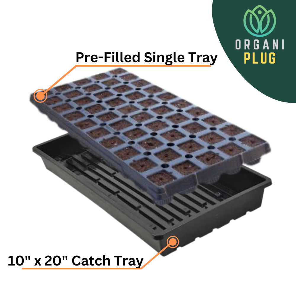OrganiPlug Seed & Cutting Plugs - Pre-Filled Tray w/ 50 Plugs - Single, Case, and Pallet.