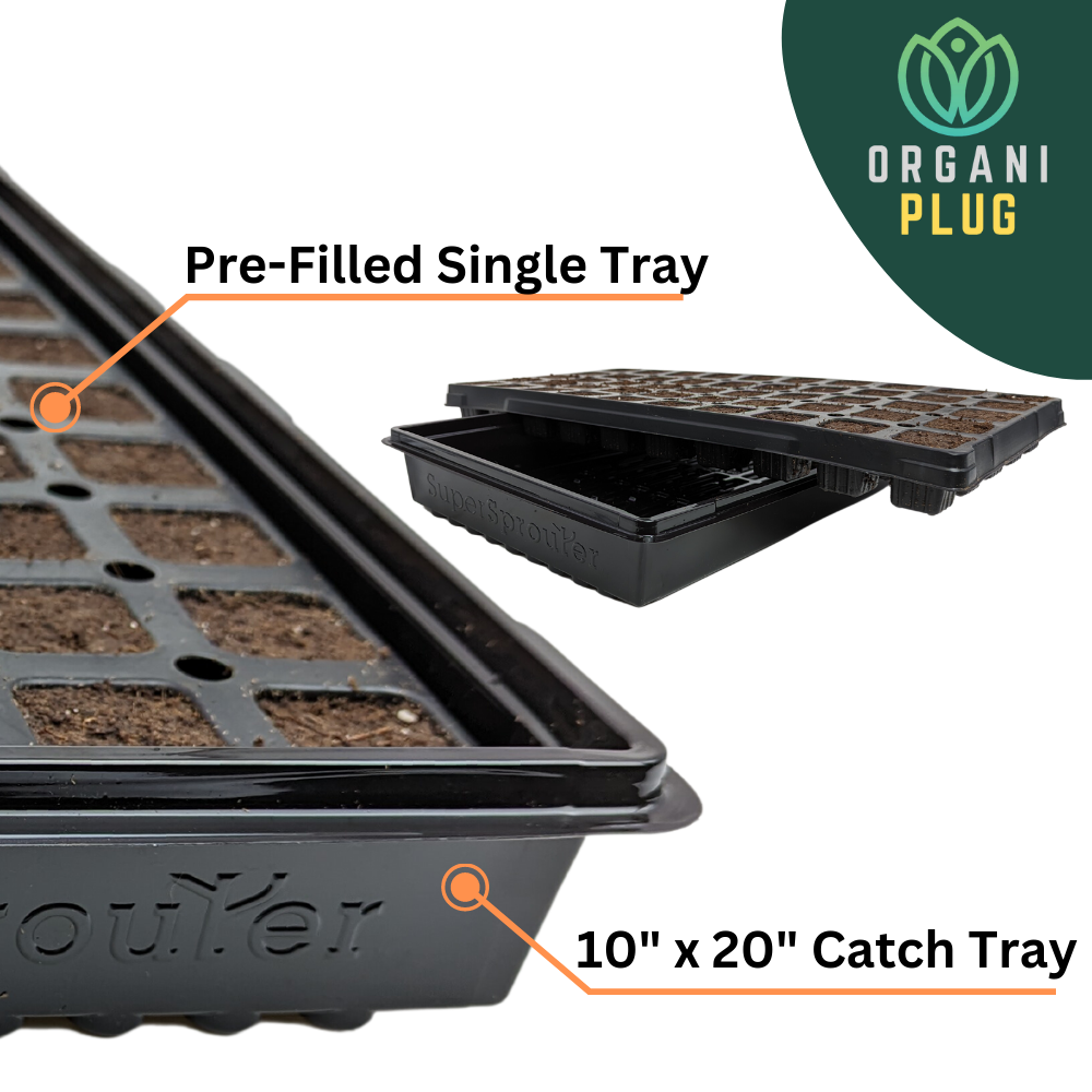 OrganiPlug Seed & Cutting Plugs - Pre-Filled Tray w/ 50 Plugs - Single, Case, and Pallet