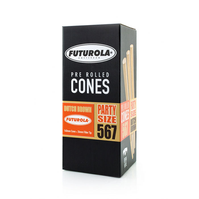Futurola Party Size 140/26 Dutch Brown Pre-Rolled Cone with Futurola Tip - Case of 3402