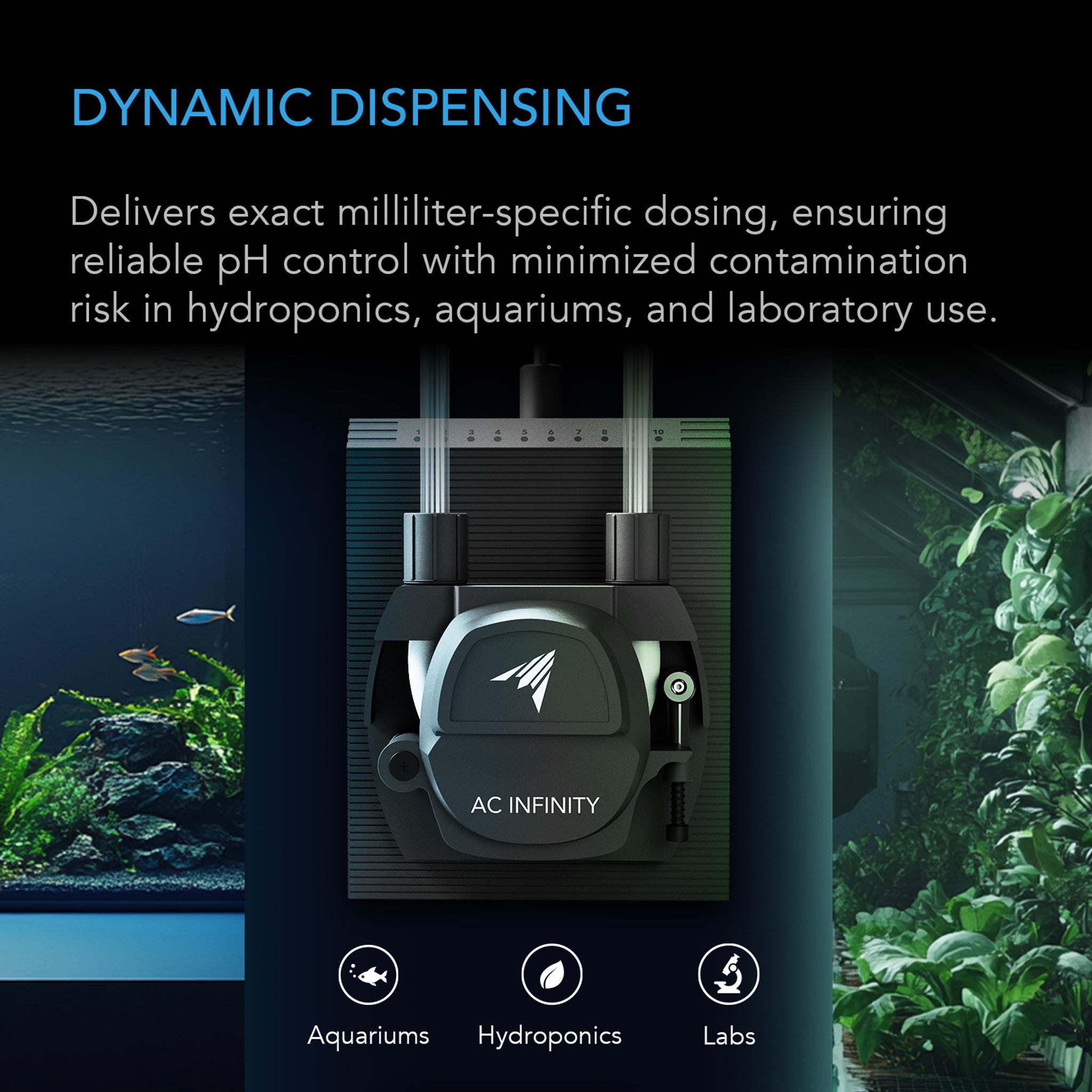AC Infinity Peristaltic Pump, Two-Outlet Dosing Kit