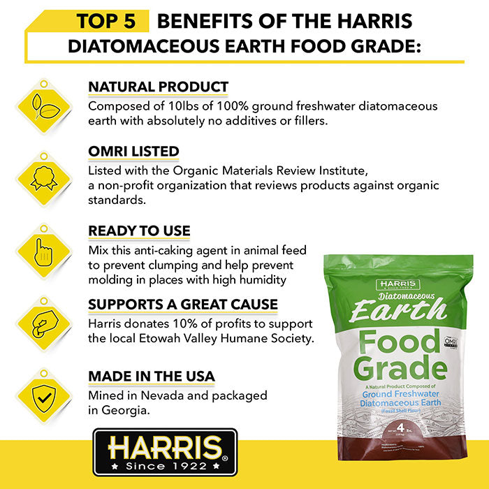 Harris Food Grade Diatomaceous Earth No Duster, 4 lbs. - Case of 8