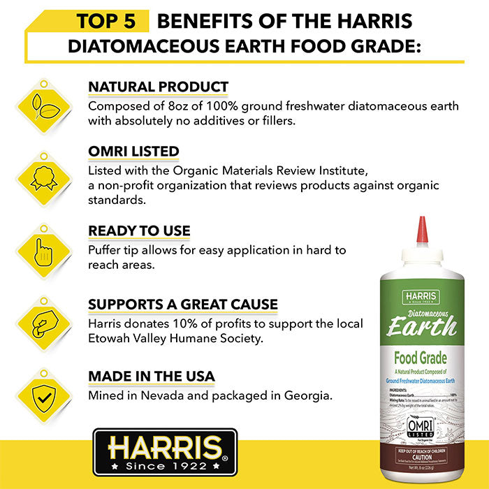Harris Eco Best Food Grade Diatomaceous Earth, 8 Ounces - Case of 12
