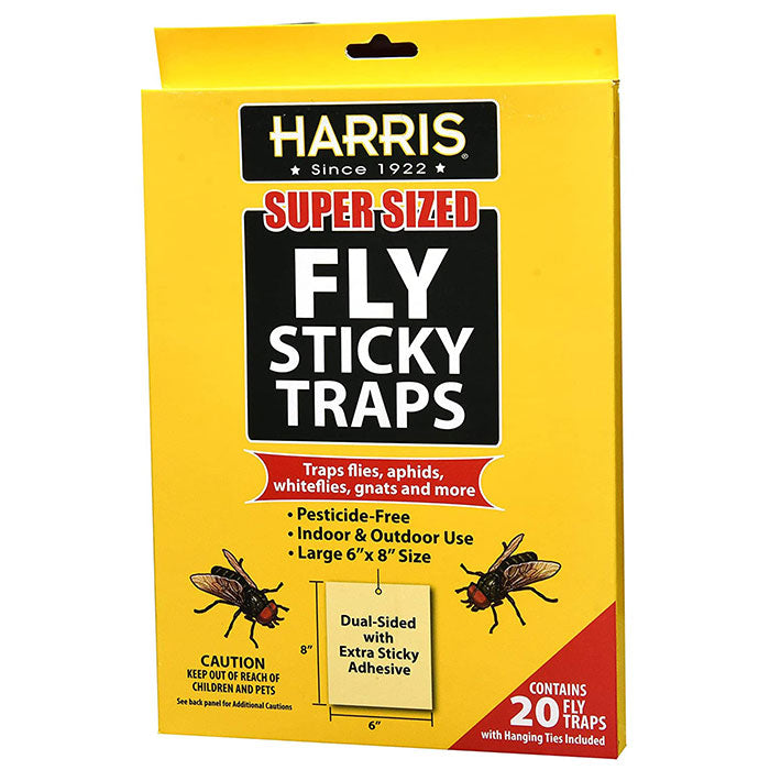 Harris Super Sized Fly Sticky Traps, Pack of 20 - Case of 12 Packs