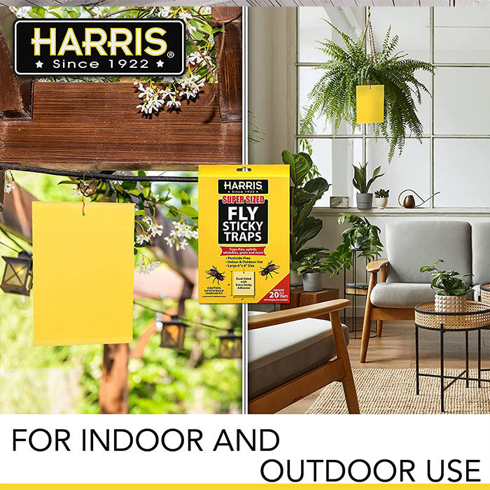 Harris Super Sized Fly Sticky Traps, Pack of 20 - Case of 12 Packs