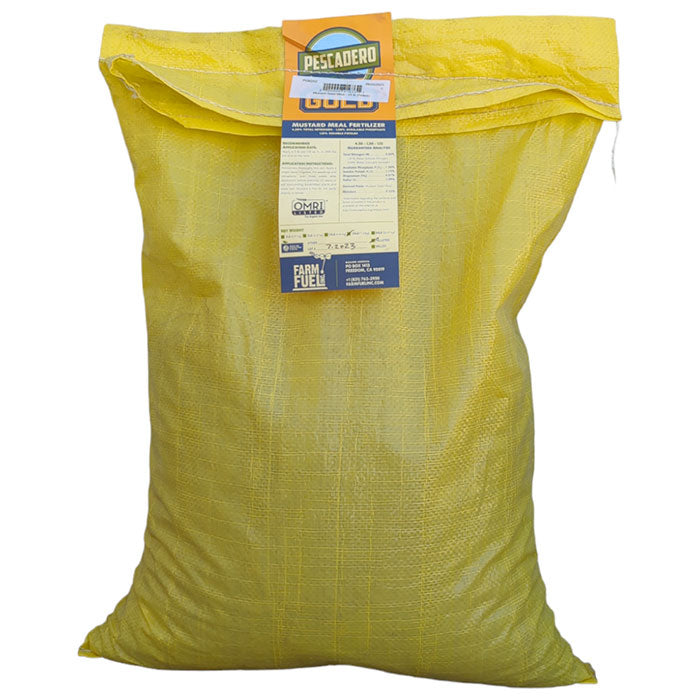 Pescadero Gold Mustard Pellet Seed Meal 4.5-1.5-1.15, 25 lb.