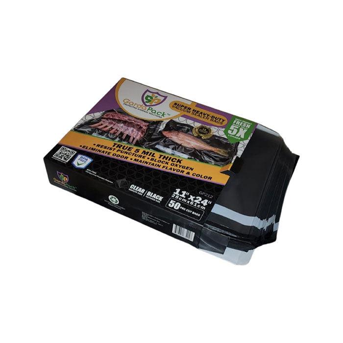 GardaPack Vacuum Seal Bag, Black and Clear, 11 in. x 24 in., Pack of 50