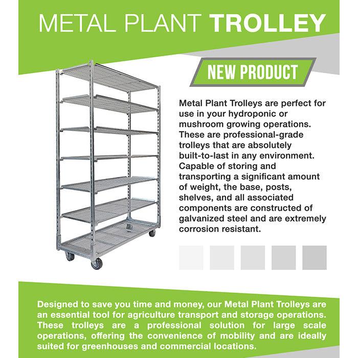 DL Wholesale Mobile Metal Plant Trolley With 4 Casters, Galvanized Steel, 59 Inch x 22 Inch x 88 Inch