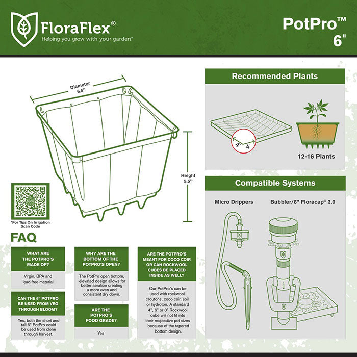 FloraFlex PotPro Pot, 6 Inch, Short, 1/2 Gallon
