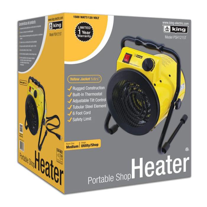King Electric PSH Portable Heater with Stat & Plug In Cord, 1500 Watt - 120 Volt