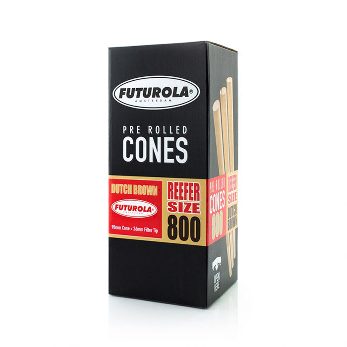 Futurola Slender Size 98/26 Dutch Brown Pre-Rolled Cone with Futurola Tip - Case of 4800