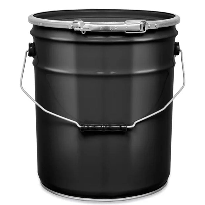 Uline Open Top Steel 5 Gallon Pail Lever Lock & Lid, Black