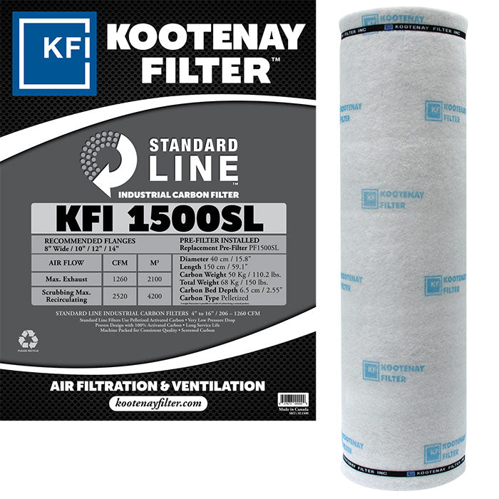 Kootenay Filter KFI 1500 Standard Line Carbon Filter, 1260 CFM