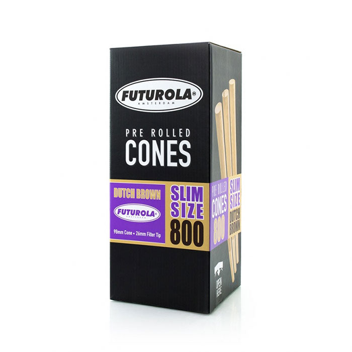 Futurola Slim Size 98/26 Dutch Brown Pre-Rolled Cone with Non-Printed Tip - Case of 4800