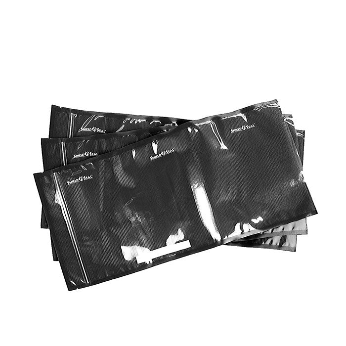 Shield N Seal 1200 Pre-cut Vacuum Seal Bags with Zipper, Clear and Black, 11 in. x 23 in., Pack of 50