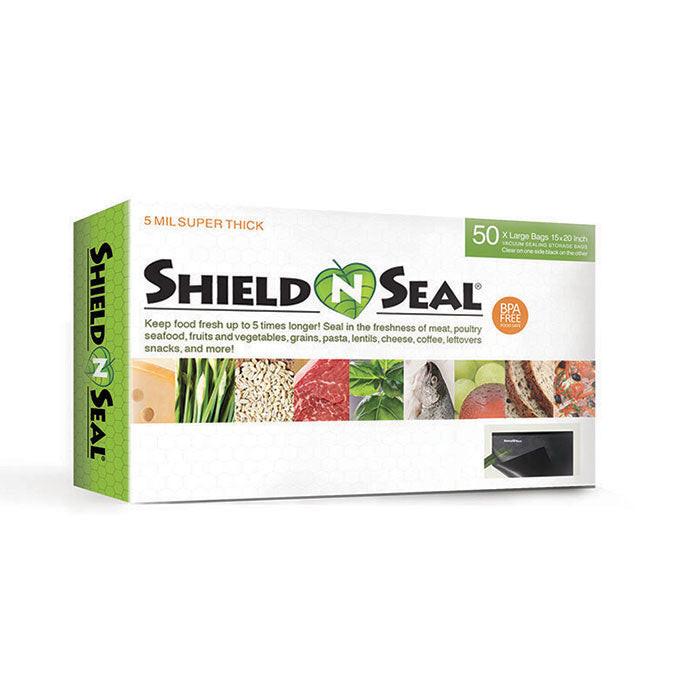 Shield N Seal 500 Pre-cut Vacuum Seal Bags, Clear and Black, 15 in. x 20 in., Pack of 50