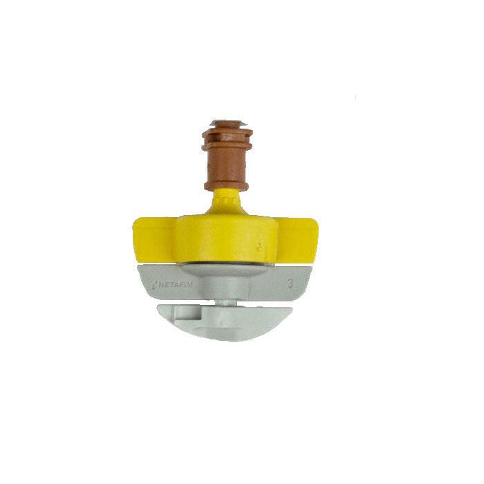 Netafim SpinNet Sprinkler Head, Yellow Body, Brown Mist Control, Grey Spinner, 23.4 GPH - Pack of 25 (03552000090-B)